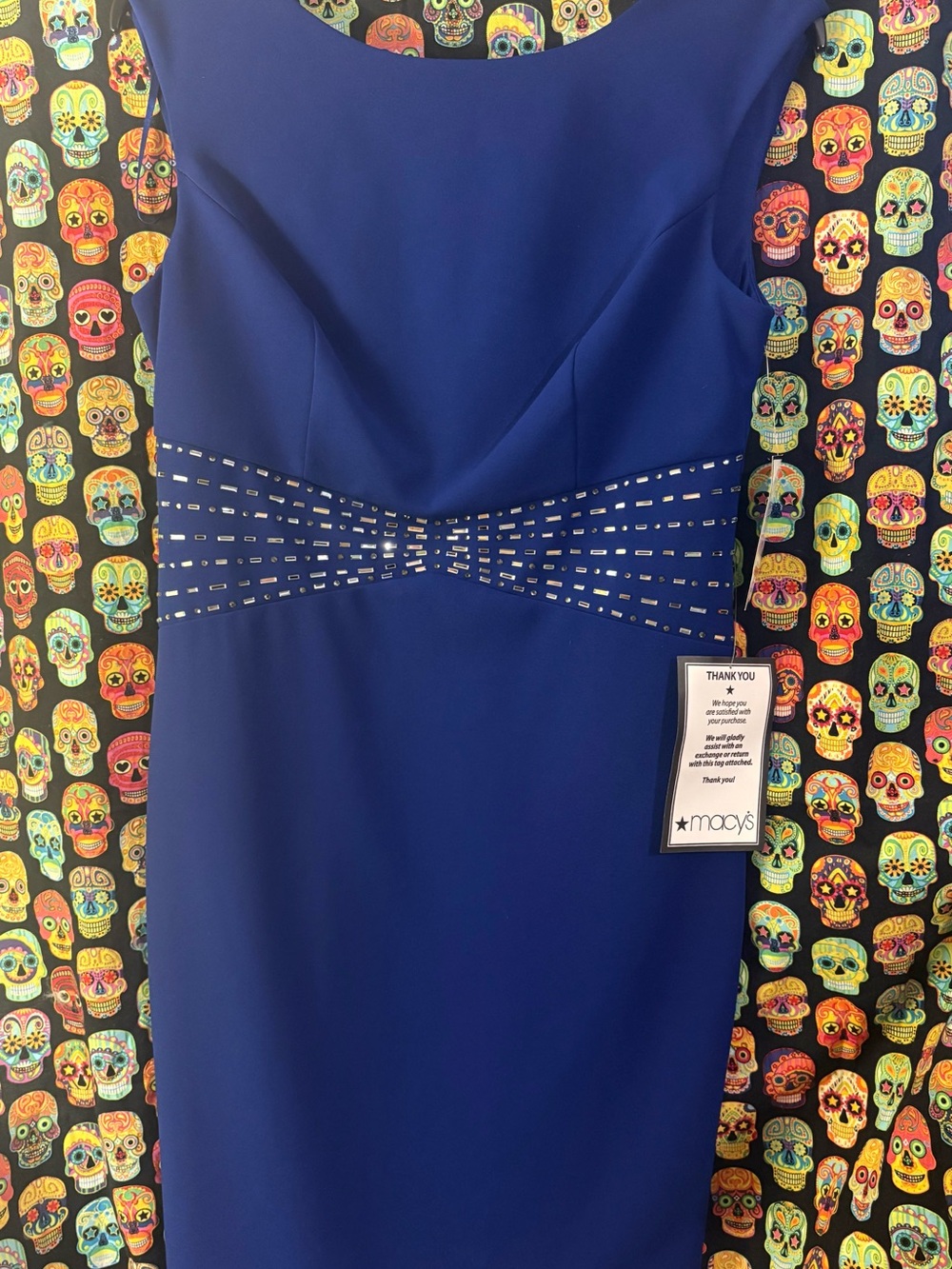 Jessica Howard Royal Blue Sheath Dress with Jeweled Waist
